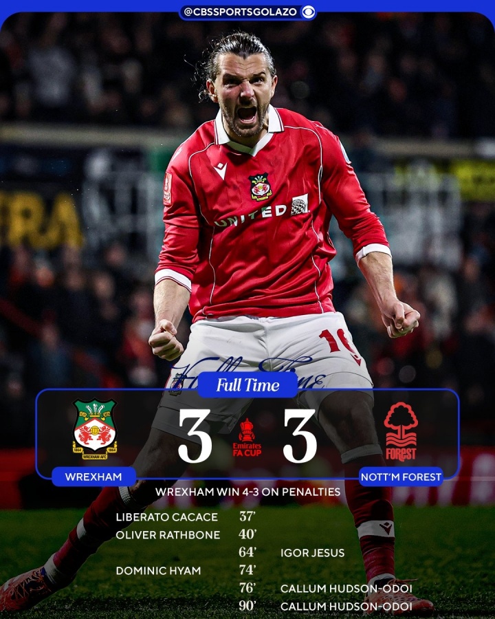 童话故事！英冠雷克瑟姆足总杯淘汰森林 联赛3连跳本场又爆冷晋级